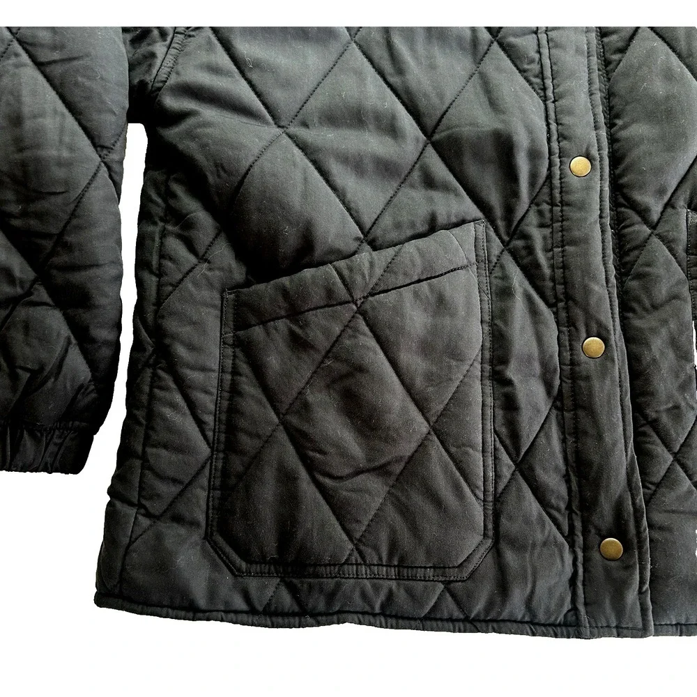Social Standard by Sanctuary Women's Outdoors Snap Up Quilted Jacket Black L - Picture 6 of 9
